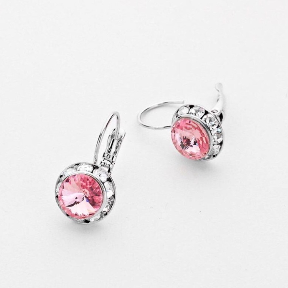 Light Pink Swarovski Crystal Drop Earrings pierce